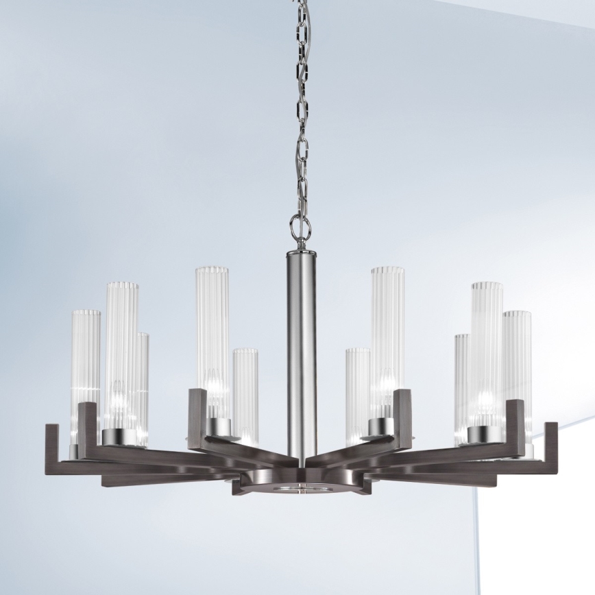 Kolarz 6009.81060 - Lámpara colgante con cadena RAGGIO 10xE14/25W/230V cromo mate