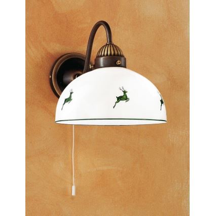 Kolarz 731.61.100 - Aplique NONNA 1xE27/75W/230V marrón/ciervo verde