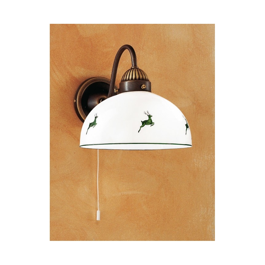 Kolarz 731.61.100 - Aplique NONNA 1xE27/75W/230V marrón/ciervo verde