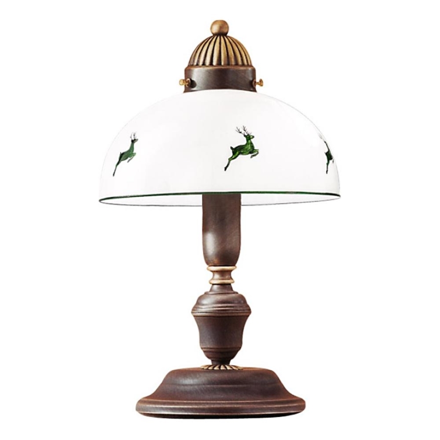 Kolarz 731.73.100 - Lámpara de mesa NONNA 1xE27/75W/230V marrón/ciervo verde