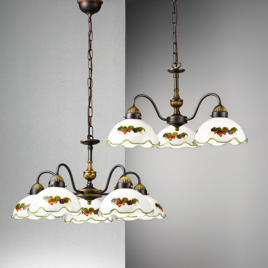 Kolarz 731.83.113 - Lámpara colgante con cadena NONNA 3xE27/75W/230V vino/fresa