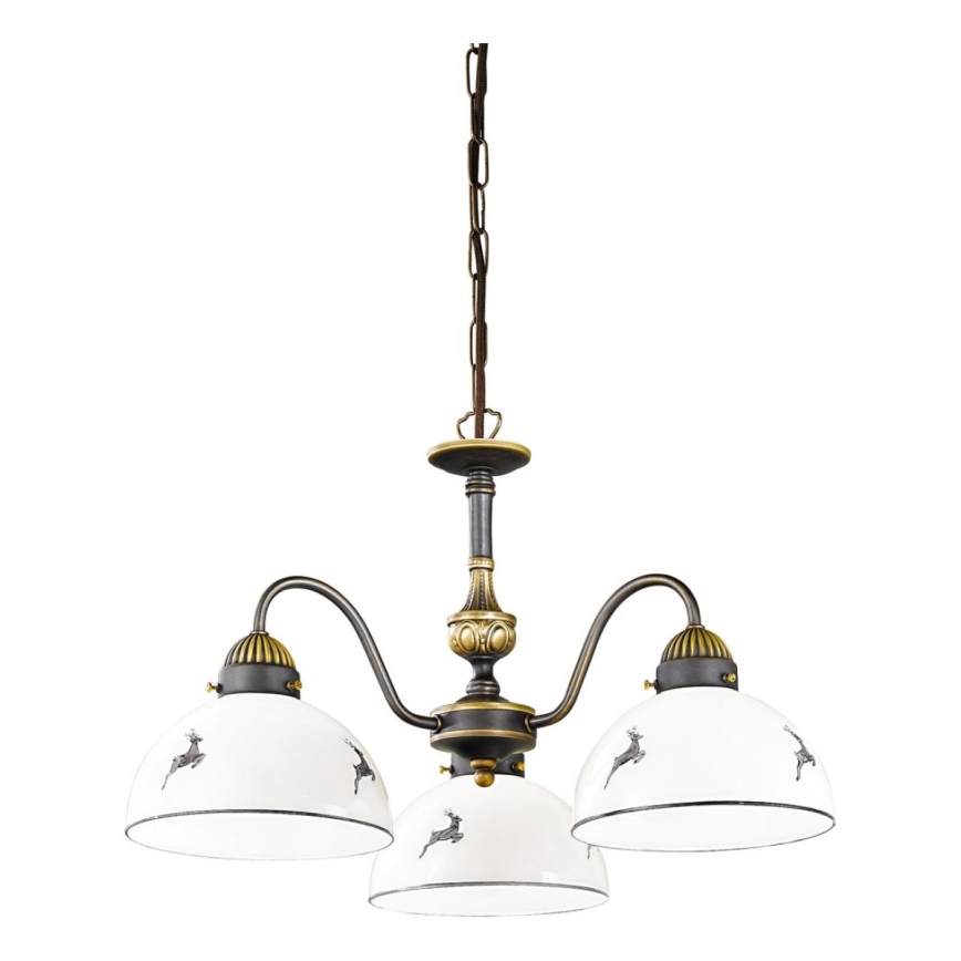 Kolarz 731.83.133 - Lámpara colgante con cadena NONNA 3xE27/75W/230V ciervo gris