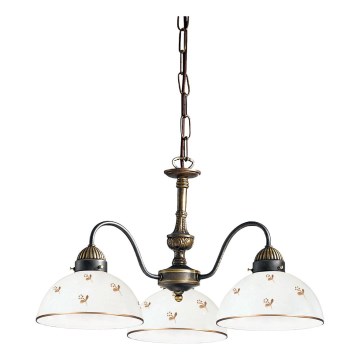 Kolarz 731.83.170 - Lámpara colgante con cadena NONNA 3xE27/75W/230V, motivo floral, acabado oro rosa