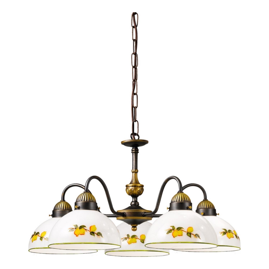 Kolarz 731.85.126 - Lámpara colgante con cadena NONNA 5xE27/75W/230V limones