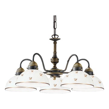 Kolarz 731.85.170 - Lámpara colgante con cadena NONNA 5xE27/75W/230V con detalles florales, oro rosa