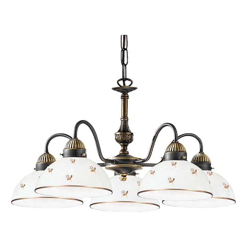 Kolarz 731.85.170 - Lámpara colgante con cadena NONNA 5xE27/75W/230V con detalles florales, oro rosa