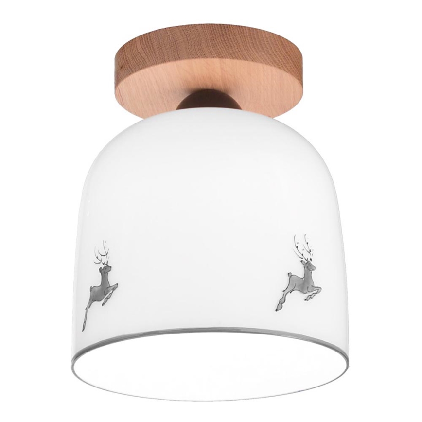 Kolarz A1352.11.Gr.100 - Lámpara de techo NONNA 1xE27/60W/230V ciervo roble/blanco/gris