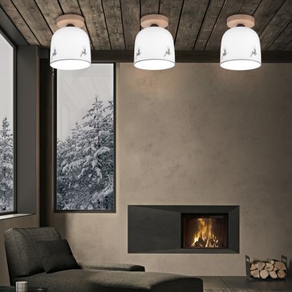 Kolarz A1352.11.Gr.100 - Lámpara de techo NONNA 1xE27/60W/230V ciervo roble/blanco/gris