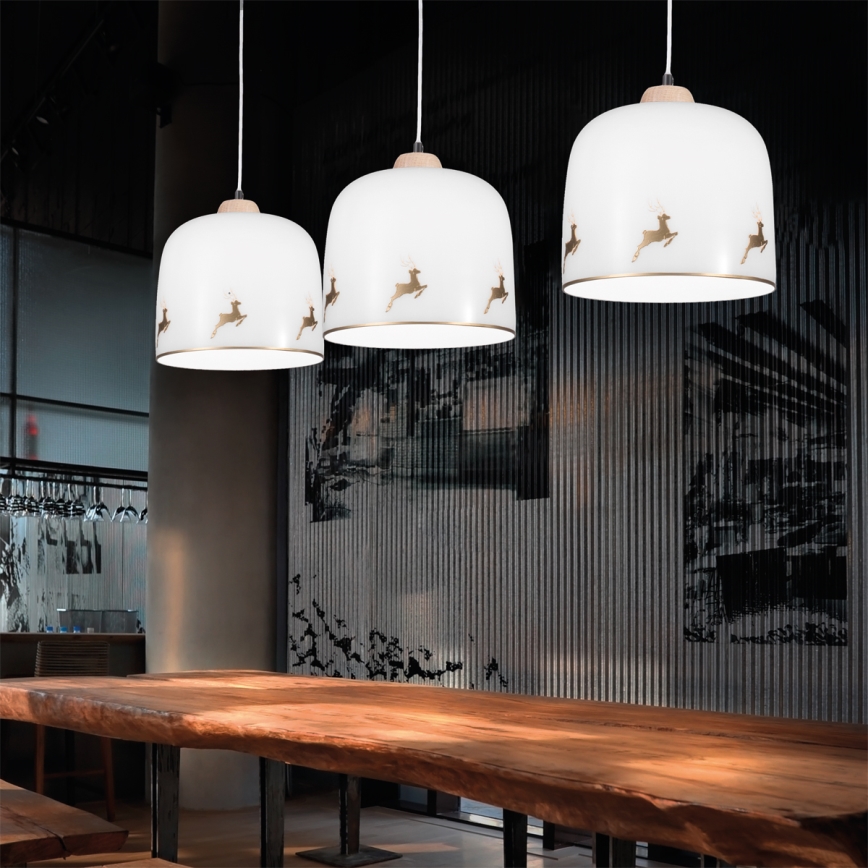 Kolarz A1352.31.Au.100 - Lámpara colgante NONNA 1xE27/60W/230V ciervo roble/blanco/dorado
