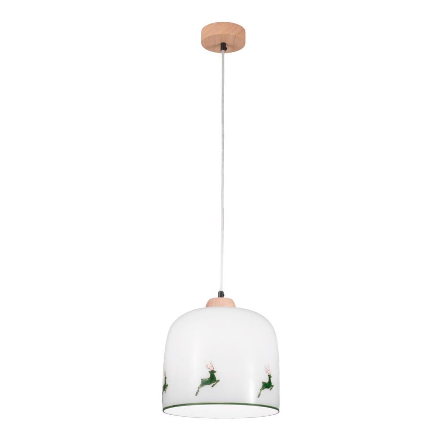 Kolarz A1352.31.G.100 - Lámpara colgante NONNA 1xE27/60W/230V ciervo roble/blanco/Verde