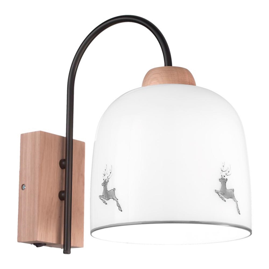Kolarz A1352.61.Gr.100 - Aplique NONNA 1xE27/60W/230V ciervo roble/blanco/gris