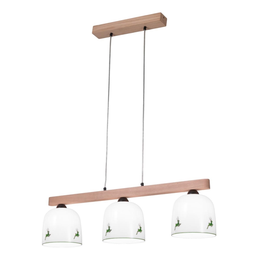 Kolarz A1352.83.G.100 - Lámpara colgante NONNA 3xE27/60W/230V ciervo roble/blanco/verde