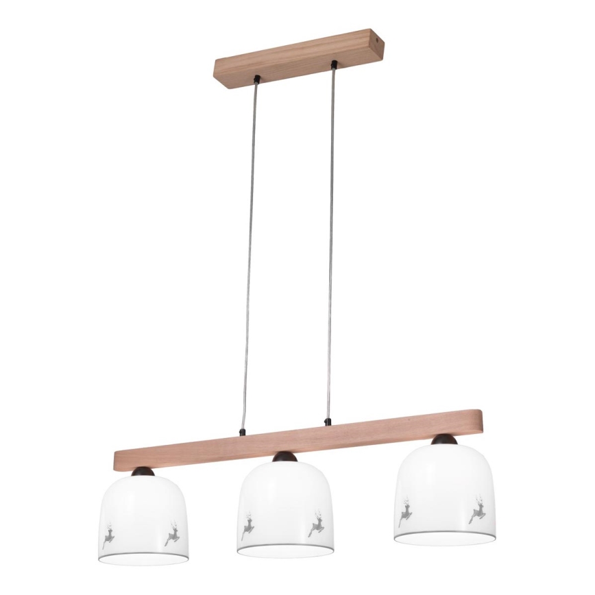 Kolarz A1352.83.Gr.100 - Lámpara colgante NONNA 3xE27/60W/230V ciervo roble/blanco/gris