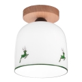 KolarzA1352.11.G.100 - Lámpara de techo NONNA 1xE27/60W/230V ciervo roble/blanco/Verde