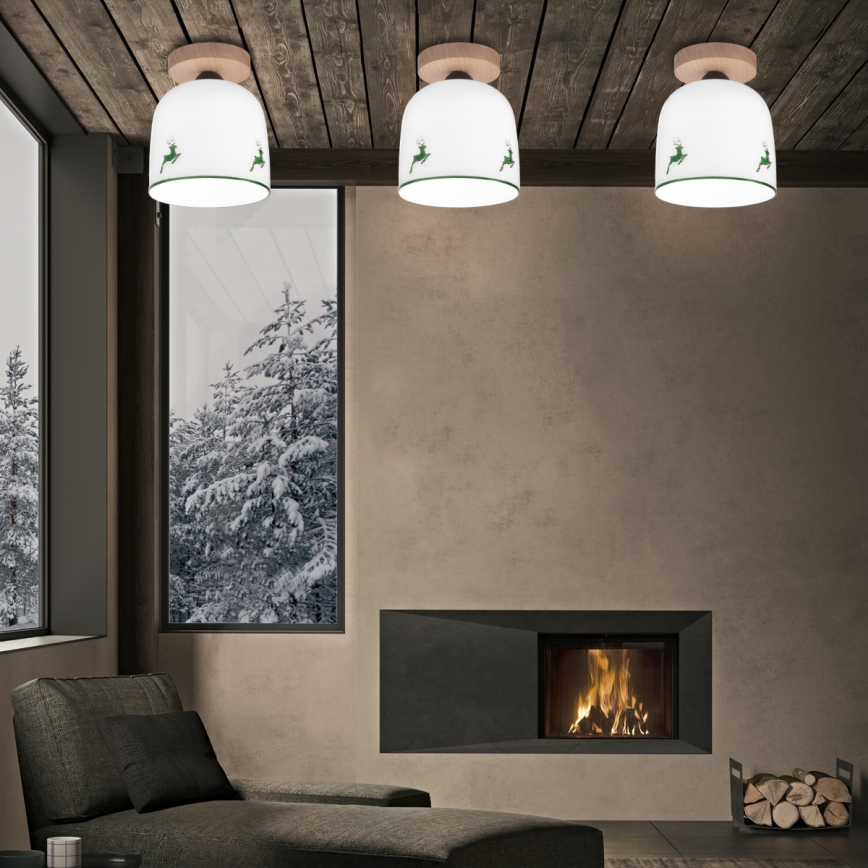 KolarzA1352.11.G.100 - Lámpara de techo NONNA 1xE27/60W/230V ciervo roble/blanco/Verde
