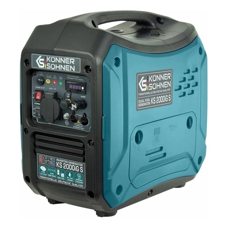 Könner & Söhnen KS7869 - Generador eléctrico inversor de gas y gasolina KS 2000iG S 2000W