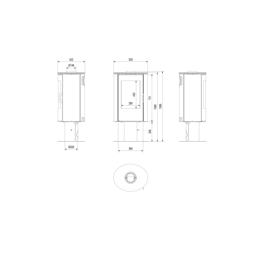 Kratki - Chimenea de acero 8kW 150mm