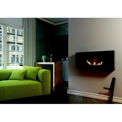 Kratki - Chimenea BIO de pared DELTA/FLAT 40x90 cm 1,5kW negro