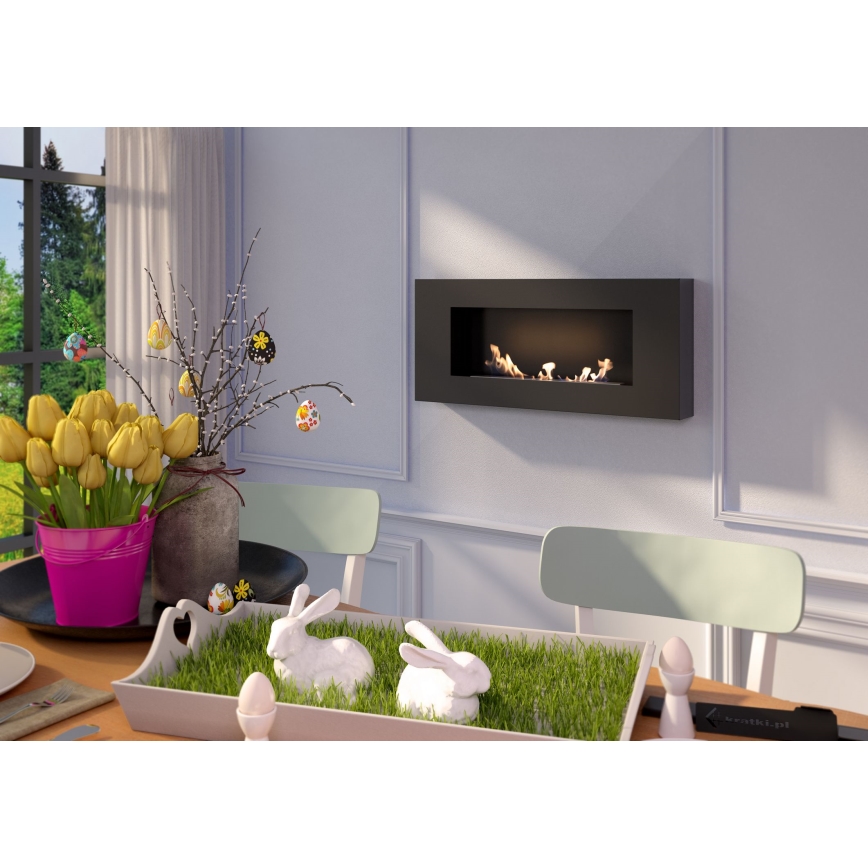 Kratki - Chimenea BIO de pared DELTA/FLAT 40x90 cm 1,5kW negro