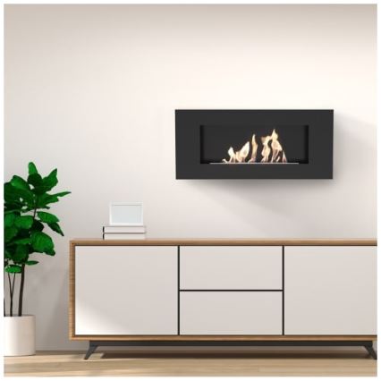 Kratki - Chimenea BIO de pared DELTA/FLAT 40x90 cm 1,5kW negro