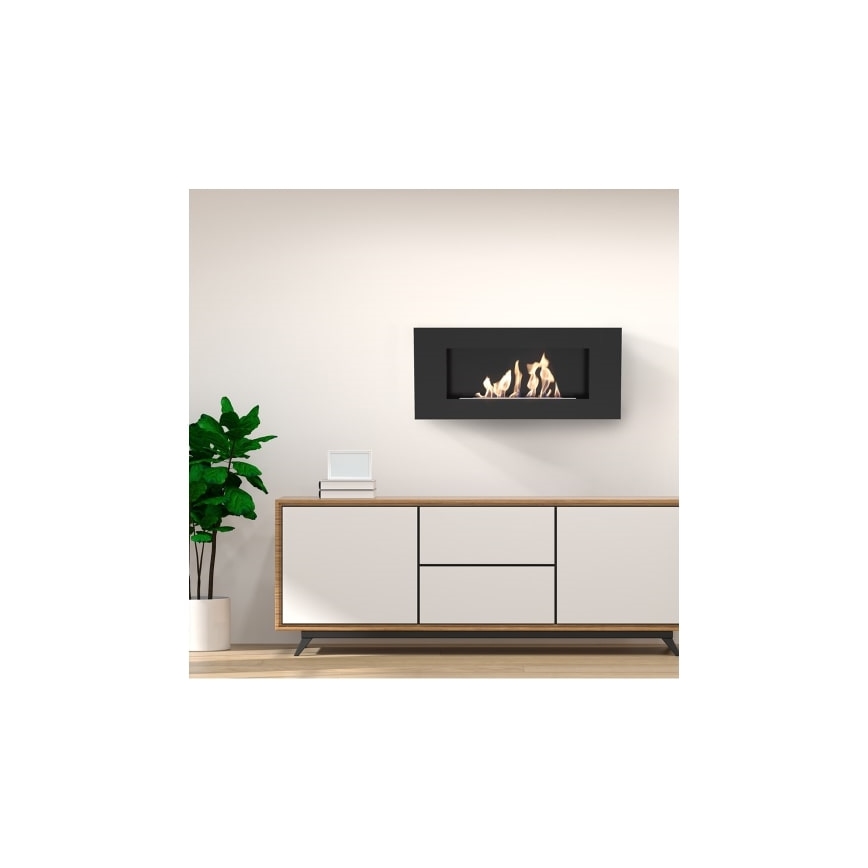 Kratki - Chimenea BIO de pared DELTA/FLAT 40x90 cm 1,5kW negro