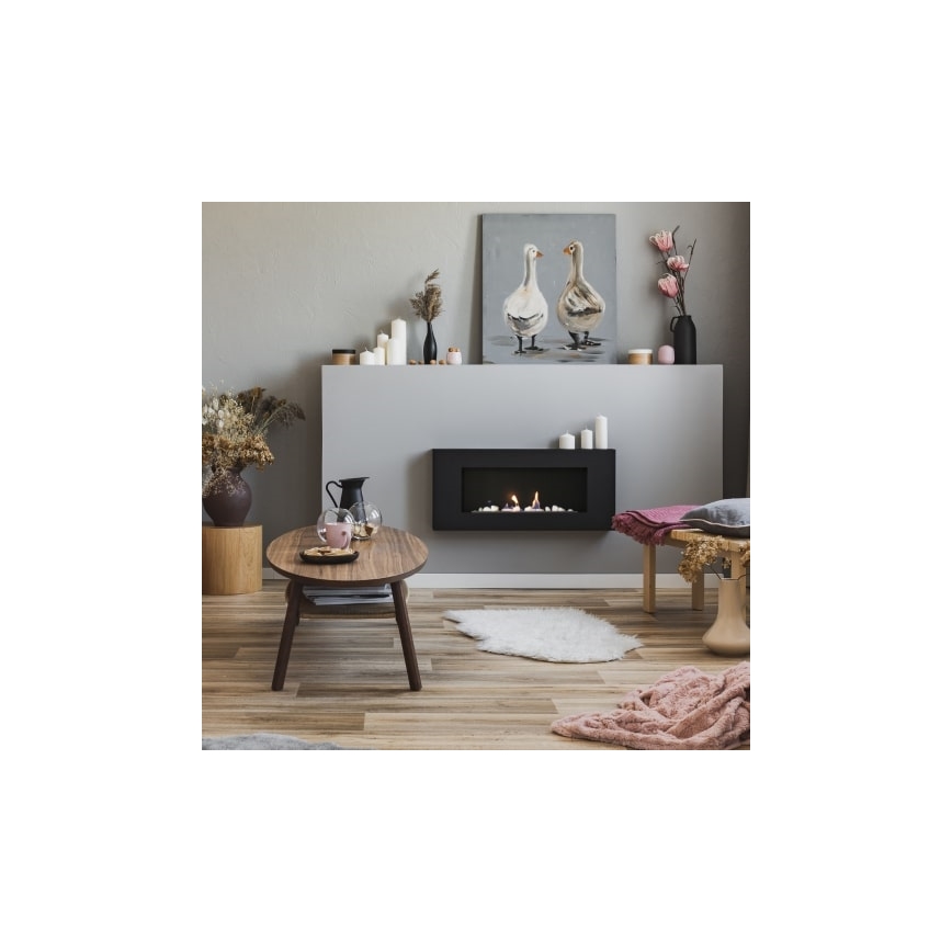 Kratki - Chimenea BIO de pared DELTA/FLAT 40x90 cm 1,5kW negro