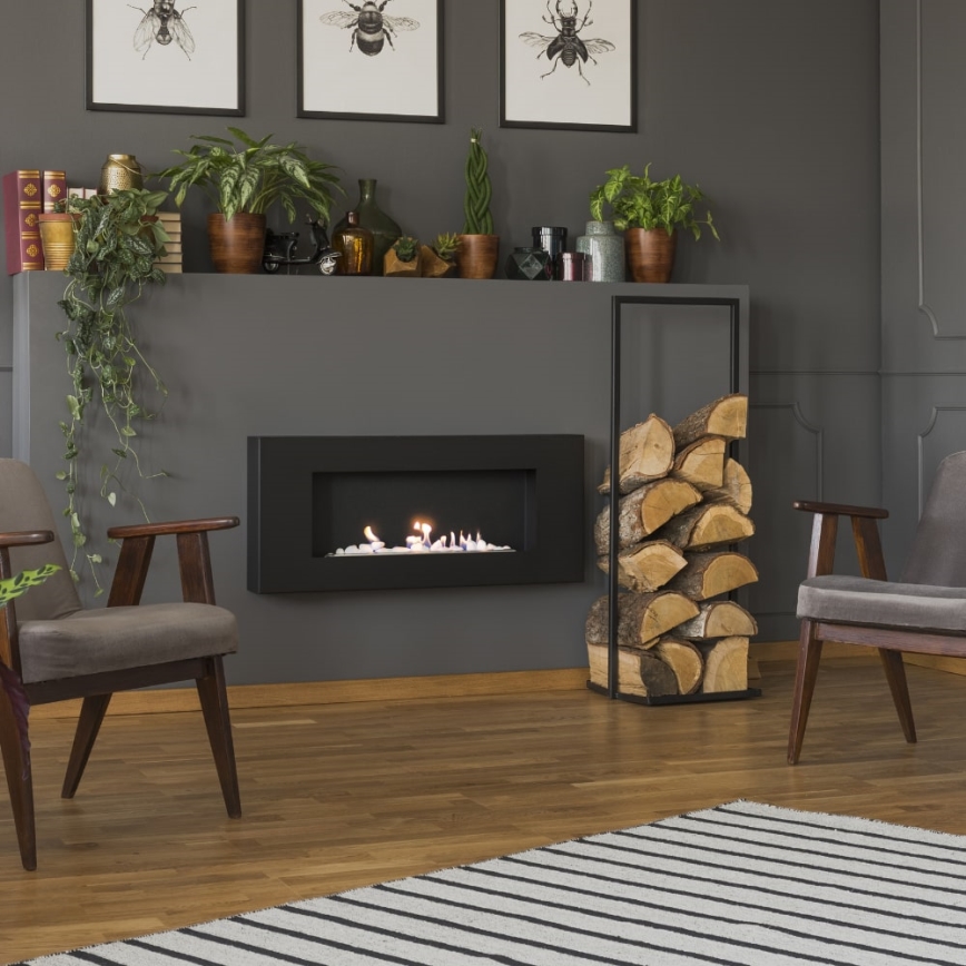 Kratki - Chimenea BIO de pared DELTA/FLAT 40x90 cm 1,5kW negro