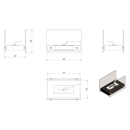 Kratki - Chimenea BIO 25,2x39cm 1kW blanco