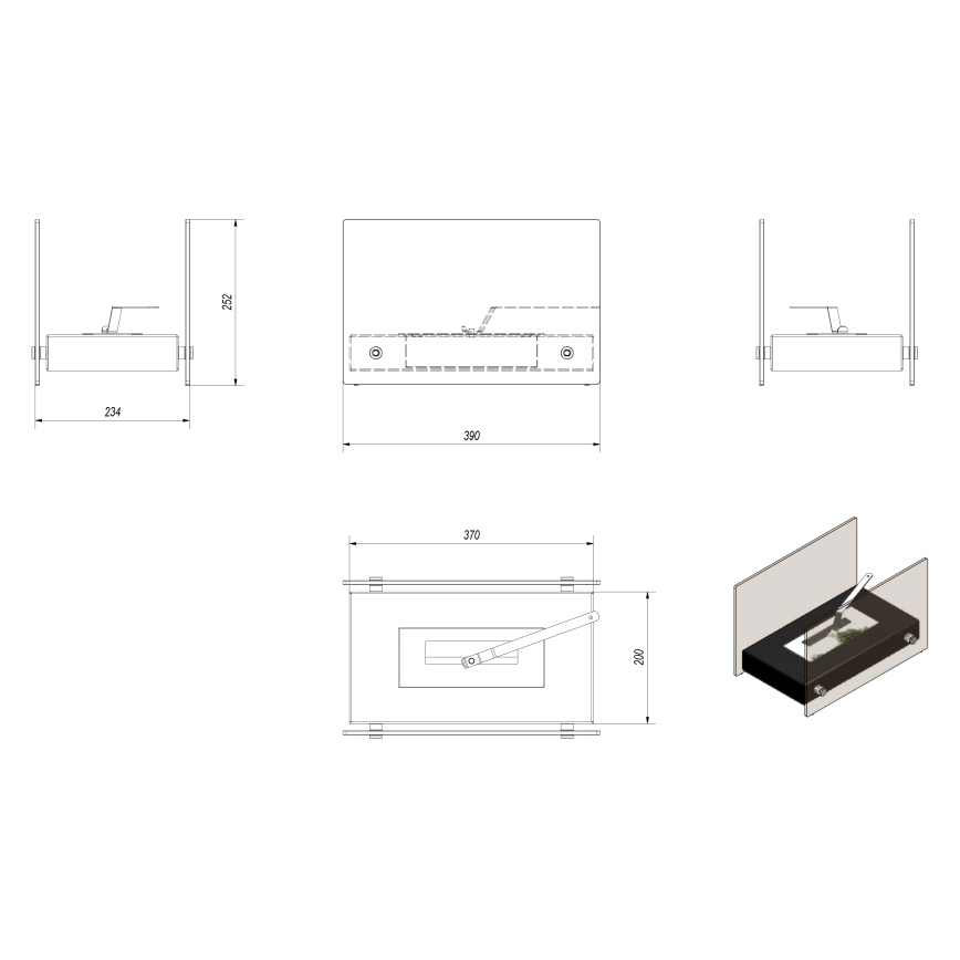 Kratki - Chimenea BIO 25,2x39cm 1kW blanco