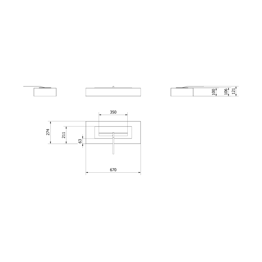 Kratki - Chimenea BIO 10x67 cm 3kW negro