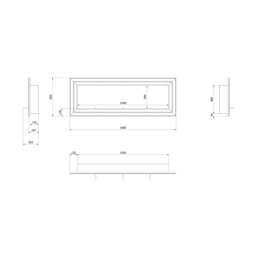 Kratki JULIET/1800/TUV - Chimenea BIO empotrada JULIET 65x180 cm 3x2,5kW cromo brillante