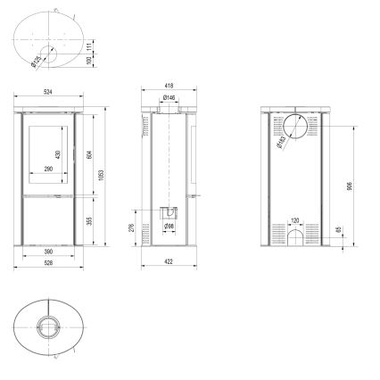 Kratki - Chimenea de acero 8kW 150mm