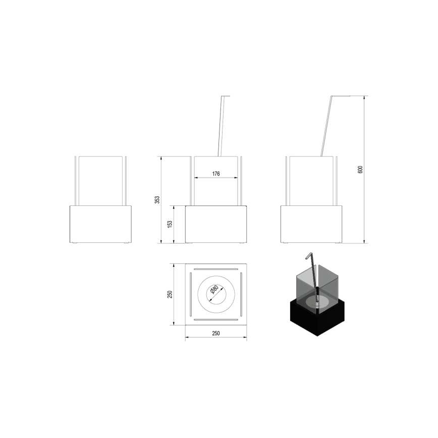 Kratki - Chimenea BIO TANGO2 35,3x25 cm 1kW negro