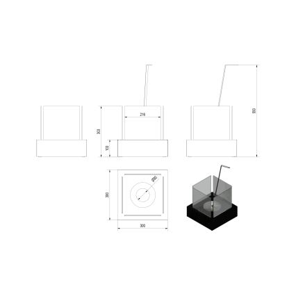 Kratki - Chimenea BIO 30,3x30 cm 1kW blanco