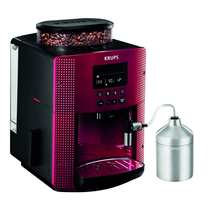 Krups - Cafetera automática con recipiente para leche ESSENTIAL 1450W/230V rojo