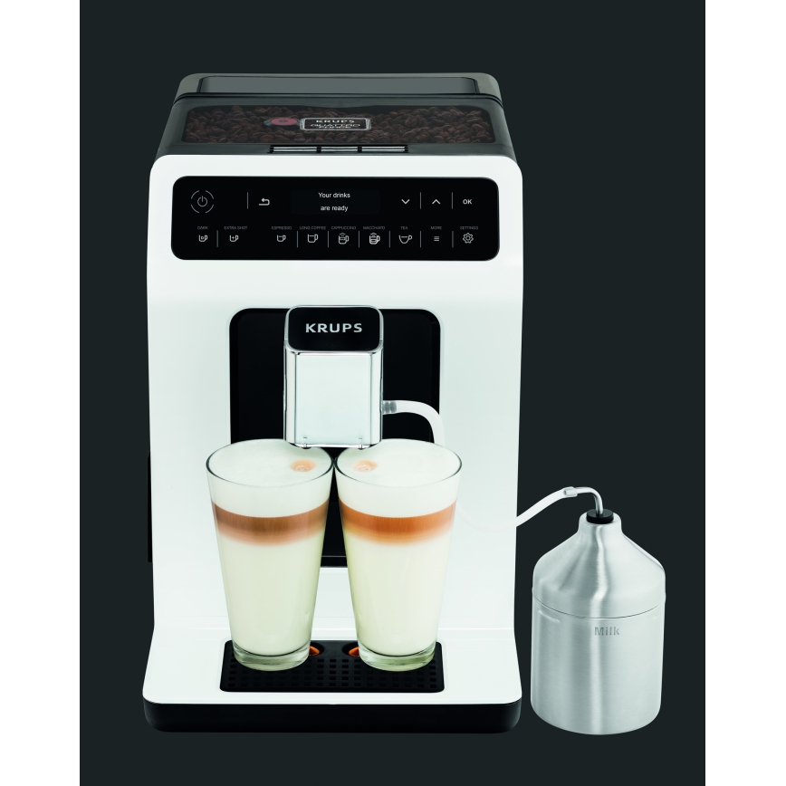 Krups - Cafetera automática con recipiente para leche EVIDENCE 1450W/230V blanco