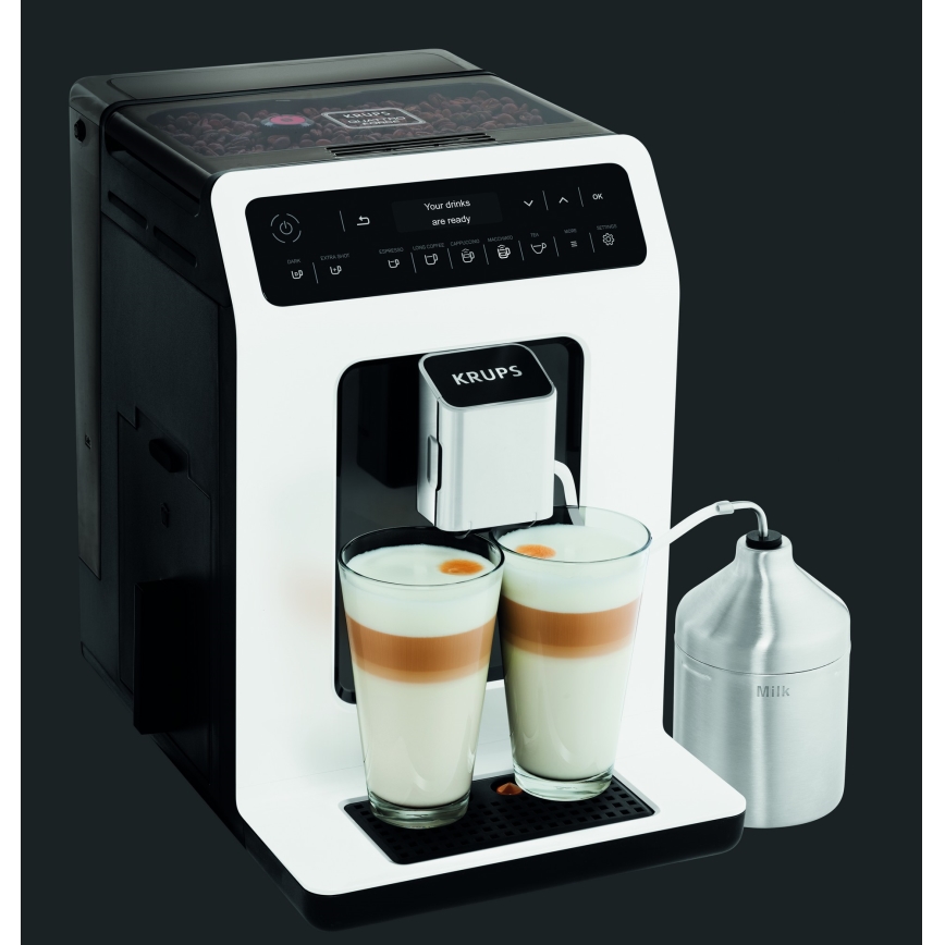 Krups - Cafetera automática con recipiente para leche EVIDENCE 1450W/230V blanco