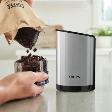 Krups - Molinillo eléctrico de café en grano 85g FAST-TOUCH 200W/230V cromo mate