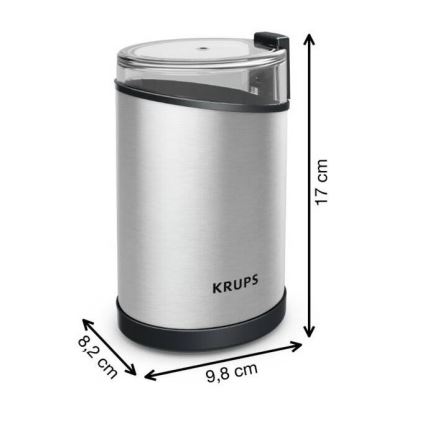 Krups - Molinillo eléctrico de café en grano 85g FAST-TOUCH 200W/230V cromo mate