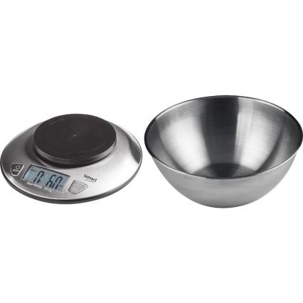 Lamart - Balanza de cocina digital con pantalla LCD y cuenco 2xAAA acero inoxidable