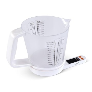 Lamart - Báscula de cocina digital con vaso medidor 2xAAA blanca