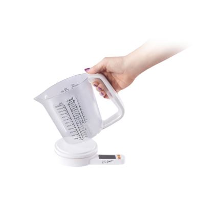 Lamart - Báscula de cocina digital con vaso medidor 2xAAA blanca