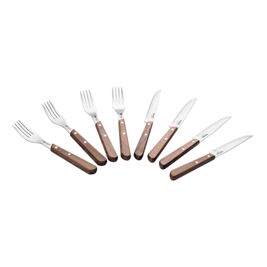 Lamart - Juego de cubiertos para carne 8 piezas nogal