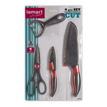 Lamart - Set de cocina 4 piezas - 2x cuchillo, pelador y tijeras
