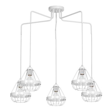 Lámpara araña RING 5xE27/60W/230V araña blanco