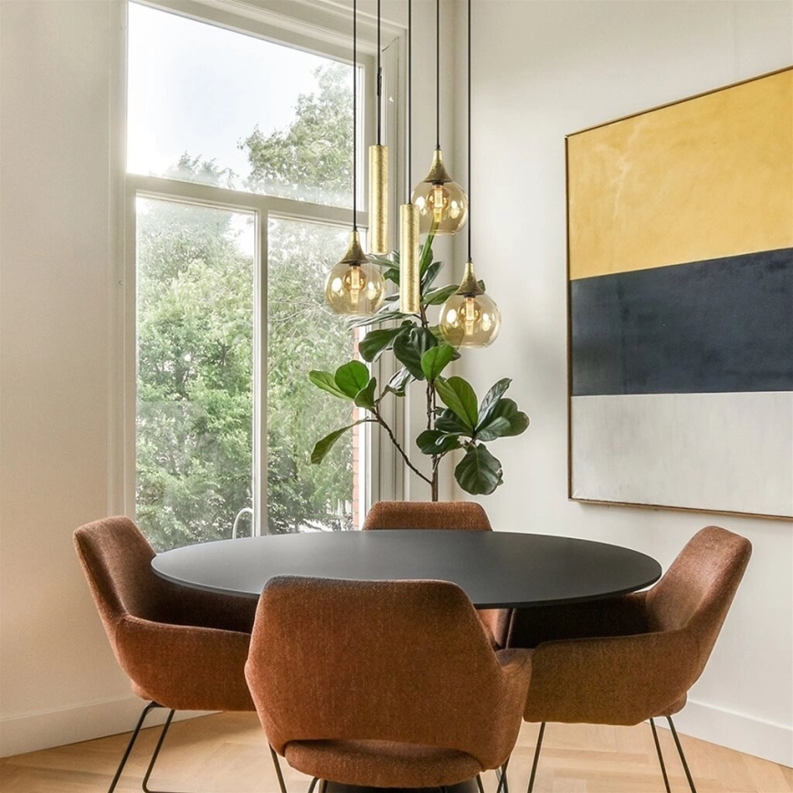 Lámpara colgante con cable CALYPSO 2xGU10/60W/230V + 3xE27/60W negro/dorado