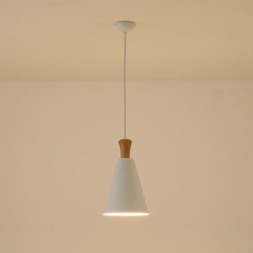 Lámpara colgante 1xE27/15W/230V blanco diá. 20 cm