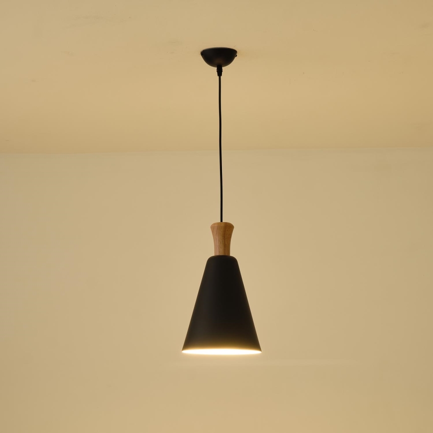 Lámpara colgante 1xE27/15W/230V negro diá. 20 cm