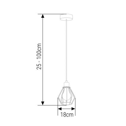 Lámpara colgante 1xE27/35W/230V diá. 18 cm negro