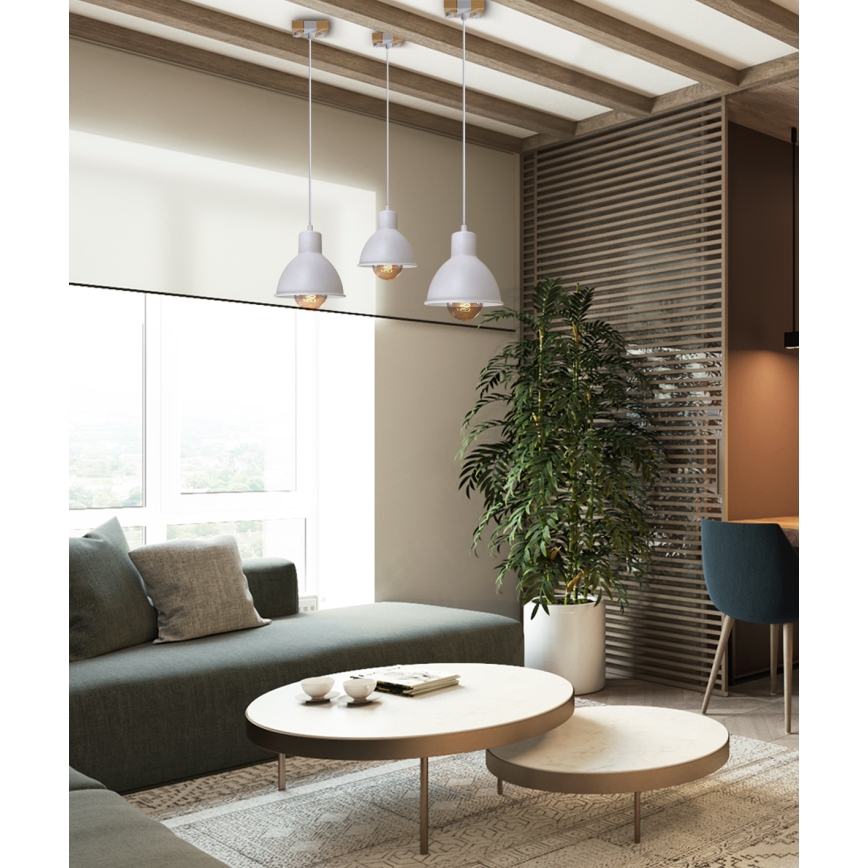 Lámpara colgante 1xE27/40W/230V haya/blanco+